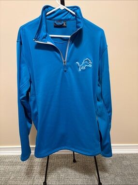 Detroit Lions Mens Dunbrooke Blue Lightweight Quarter-Zip Pullover
